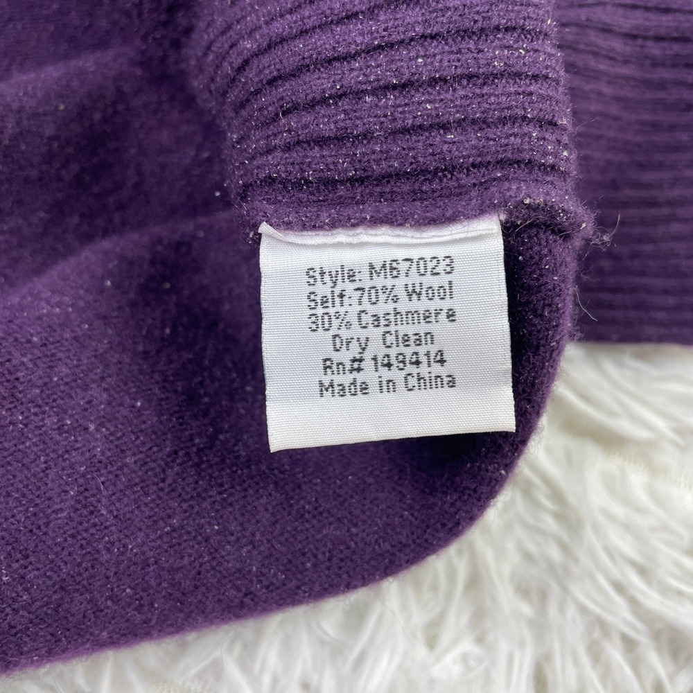 Johnny Was Sweater Womens L Purple Mishika Waffle Pullover Wool Cashmere Blend - Picture 4 of 9